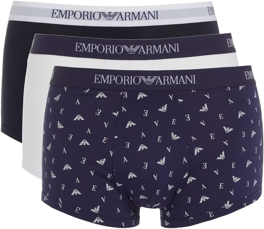 Emporio Armani Herren Trunks (3er Pack) S Marin/Pr.eclips/Whit, S Marin/Pr.eclips/Whit