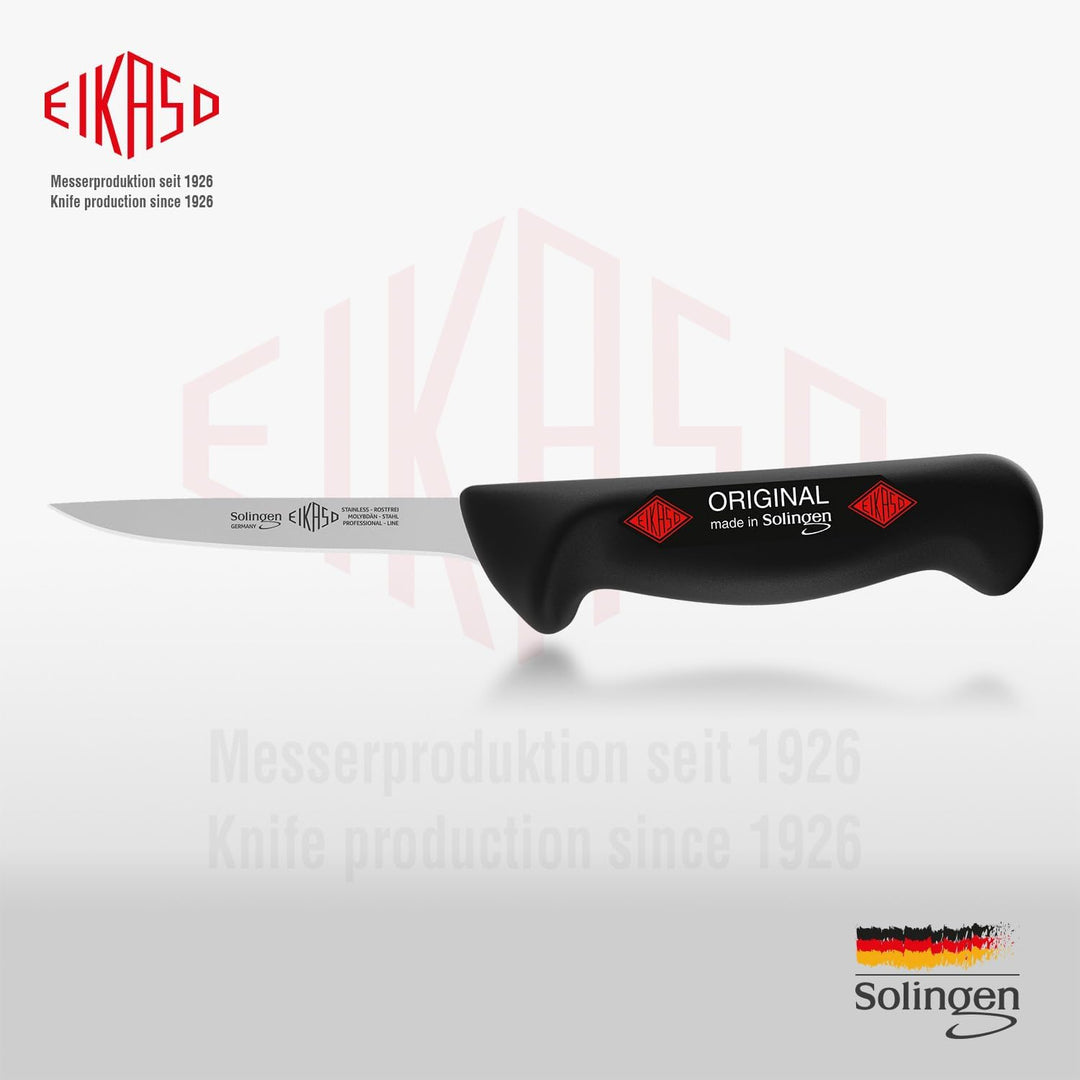 EIKASO Solingen Ausbeinmesser gerade 13cm Klinge steif aus Molybdänstahl 1.4116 Profi Fleischmesser