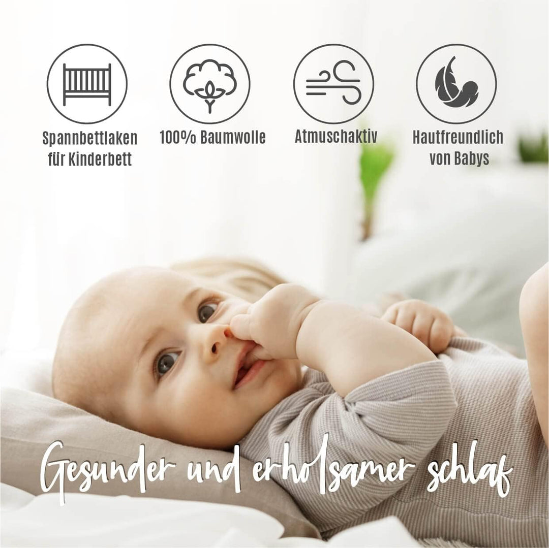 Baby Bettwäsche Set 120x90 cm mit Kissen 60x40 cm – 100% Baumwolle – Pepi Kinderbettwäsche – Milky W