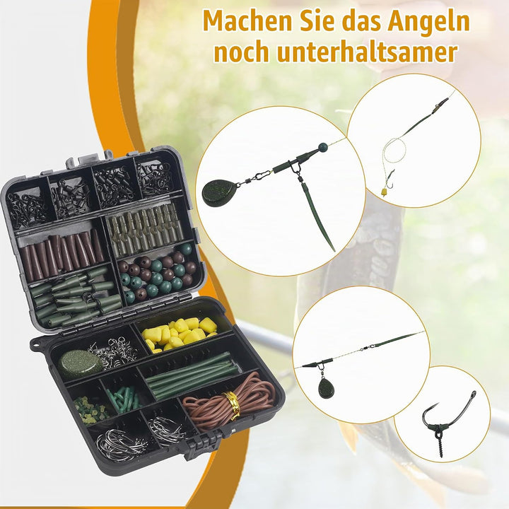 OROOTL Karpfen Zubehör Rigs Set 277Stk Angelzubehör Karpfen Angelkoffer mit Zubehör Karpfenangeln Ha