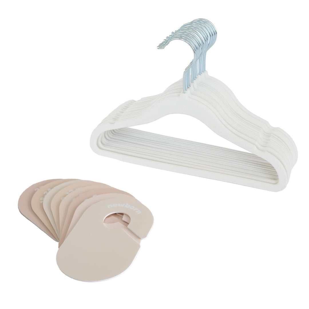 3 Sprouts Baby Schrank-Set, 15 Bügel und 8 Grössentrenner, Creme und Neutral Cremefarben und Neutral