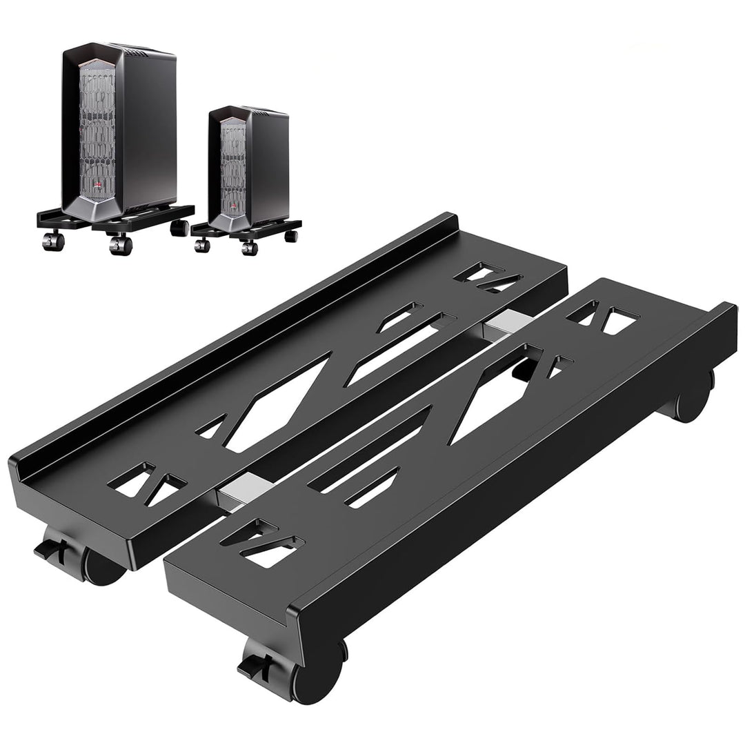 PC Ständer für PC-Tower, Universal verstellbare Computer Desktop CPU Ständer mit Rollen - (-N-Schwar