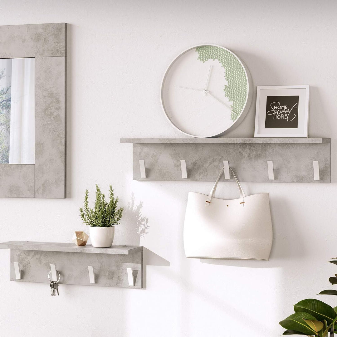 MOBILI FIVER, Rachele, Wandgarderobe 40 cm, grauer Beton, Made In Italy 40 cm Grauer Beton, 40 cm Gr