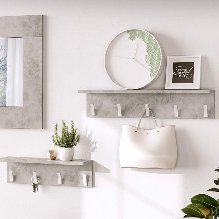 MOBILI FIVER, Rachele, Wandgarderobe 40 cm, grauer Beton, Made In Italy 40 cm Grauer Beton, 40 cm Gr