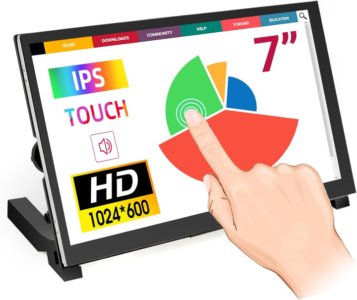 ELECROW Raspberry Pi Display, 7-Zoll 1024×600 Touchscreen Monitor Mini Bildschirm mit Propellerständ