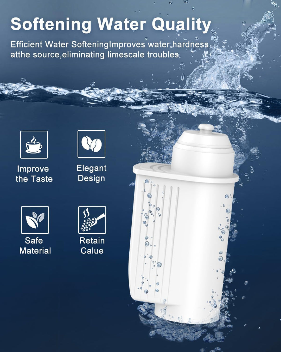 Kaffee-Wasserfilter Ersatz 4 Packung für TZ70003 Wasserfilter | Kompatibel mit der EQ-Serie TCZ7003