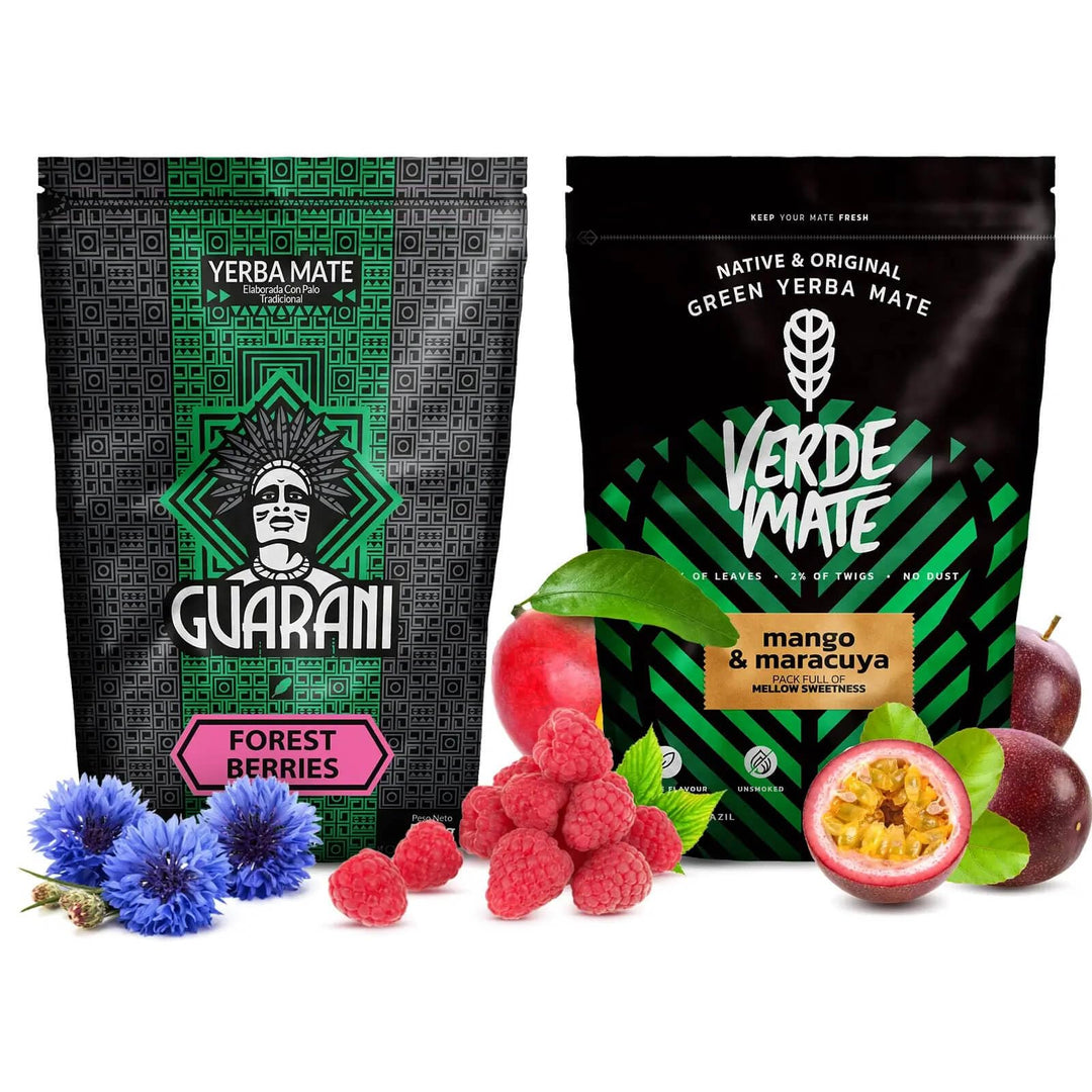 Verde Mate und Guarani Mate Tee Set Forest Berries Mango & Maracuya 1kg - Yerba Mate aus Brasilien u
