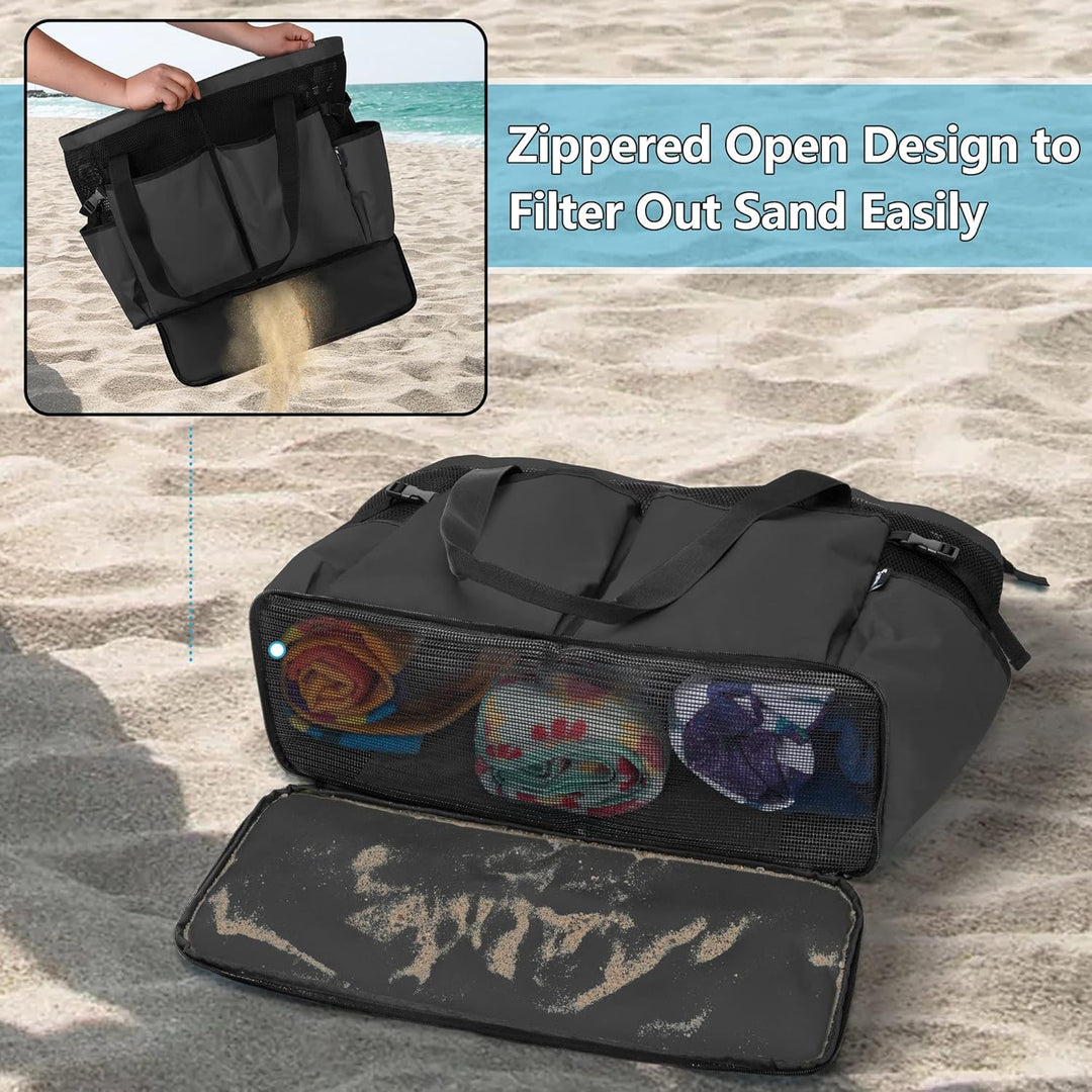 Fasrom Extra Grosse Netz Strandtasche, Übergrosse Strandtasche für Strandausflug (Patent Angemeldet)