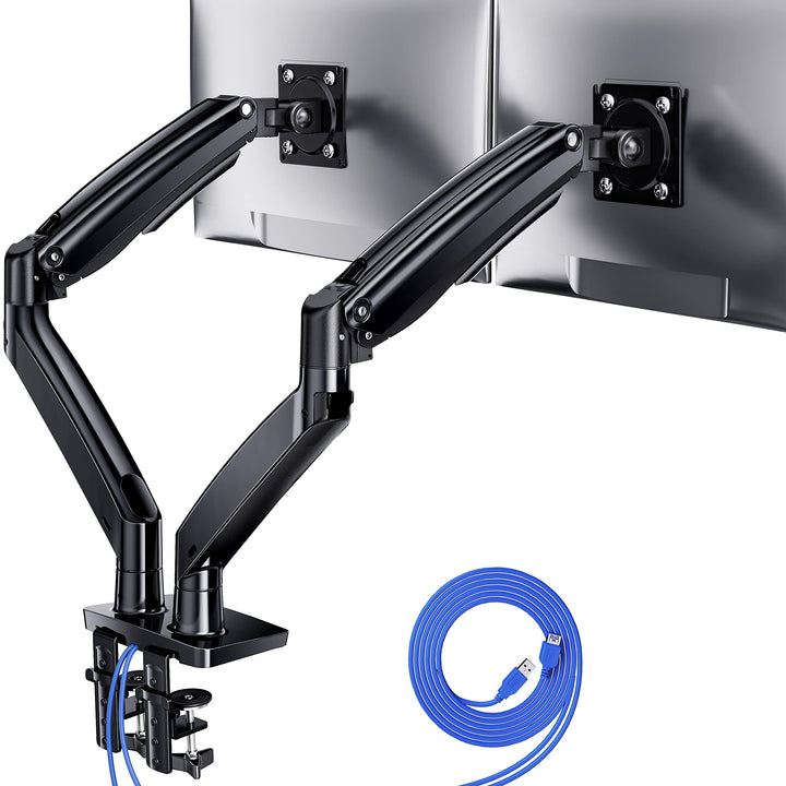 ErGear Monitor Halterung 2 Monitore bis 40 Zoll, Ergonomischer Bildschirmhalterung mit USB-Anschluss
