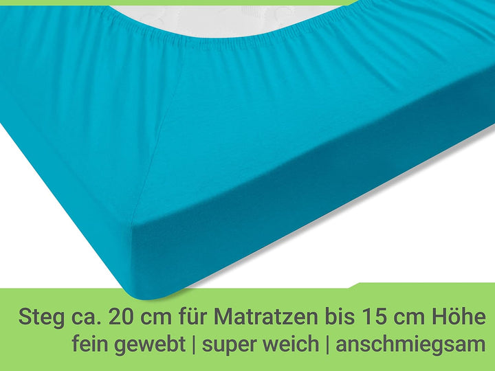 Emily´s Check 2er-Pack Spannbettlaken für Kinder- und Babybettmatratzen 1493.2123, 70 x 140 cm, türk