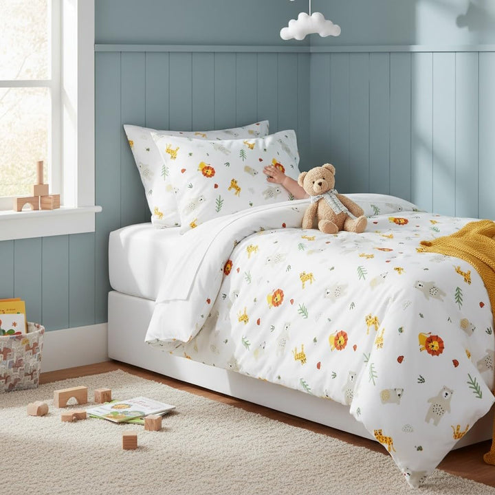 various Wendbare Babybettwäsche-Sets (60 x 120 cm), 100% Baumwolle, bestehend aus Bettbezug und Kiss