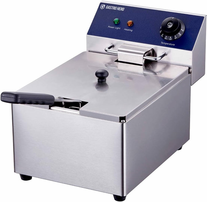 GastroHero Elektro Fritteuse 6L I Edelstahl-Fritteuse mit Thermostat und Überhitzungsschutz I Kompak