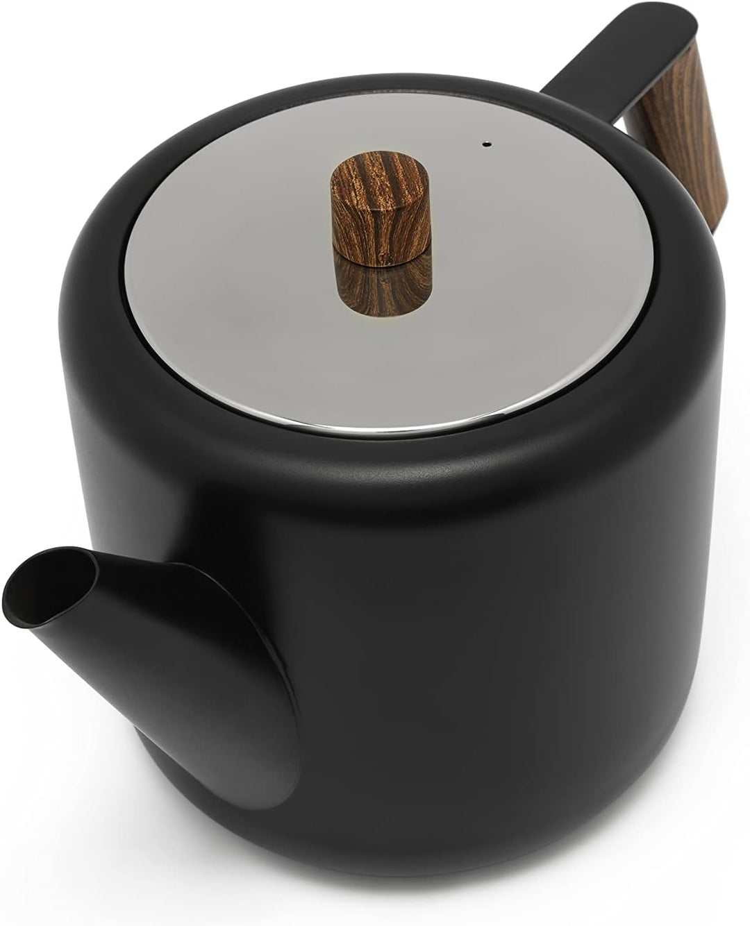 Bredemeijer Schwarze doppelwandige Edelstahl Teekanne 1.1. L & Holzgriff 1.1 Schwarz, 1.1 Schwarz