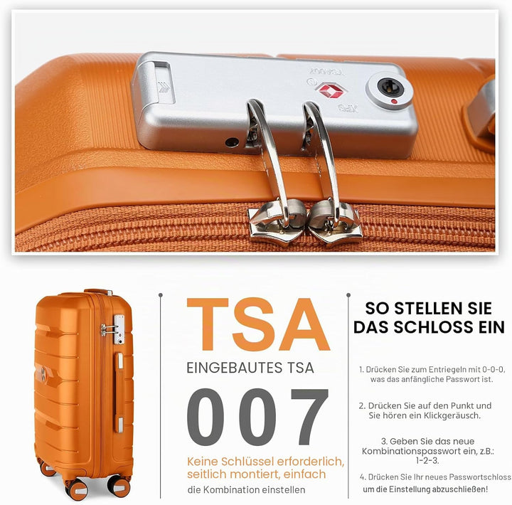 Sea choice Hartschalen Koffer Trolley Erweiterbar Kabinen Handgepäck 100% PP Leicht Reisekoffer mit