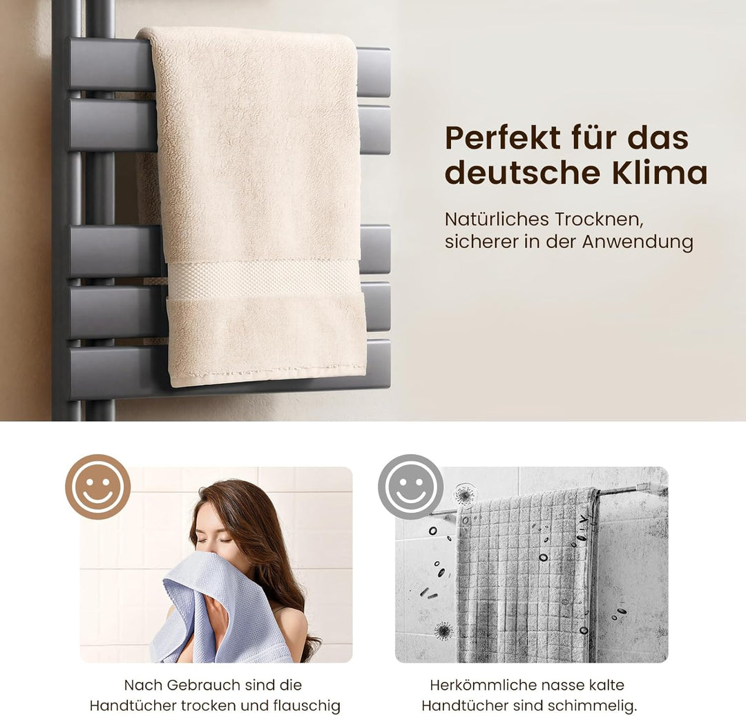 Heilmetz Badheizkörper Anthrazit Handtuchtrockner Heizung 500 x 1385 mm Bad Heizkörper Handtuchheizk