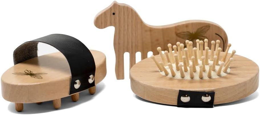 holzspielzeug Pferdepflege-Set 10 cm braun