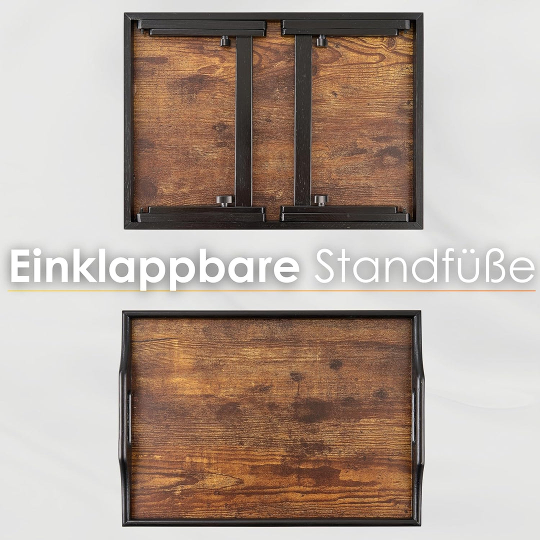 Klappbares Bambus Tablett höhenverstellbar für Bett und Sofa (22,5-32 cm) Notebooktisch & Frühstücks