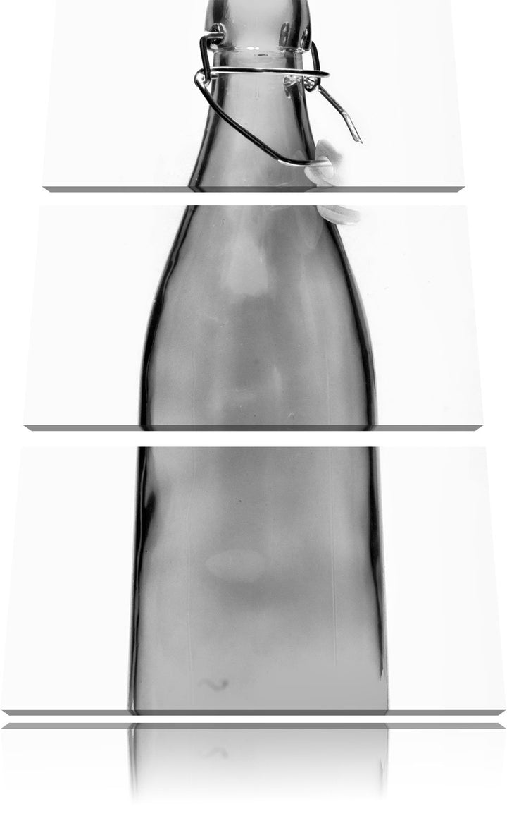 Pixxprint Monocrome, Blaue Glasflasche 3-Teiler Leinwandbild 120x80 Bild auf Leinwand