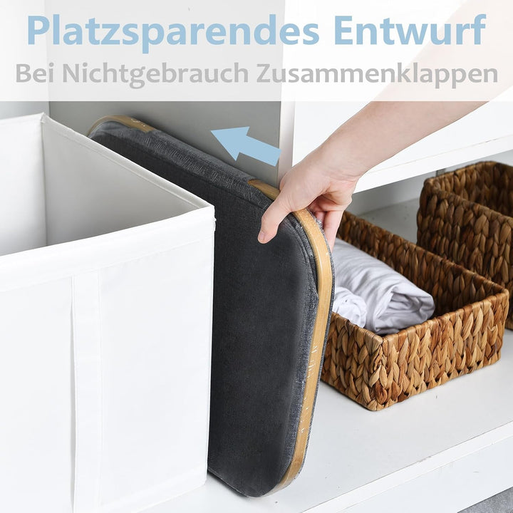 ROSOS Wäschekorb mit Deckel, 102L Faltbarer Wäschekorb mit Herausnehmbaren Wäschesack, Wasserdichter