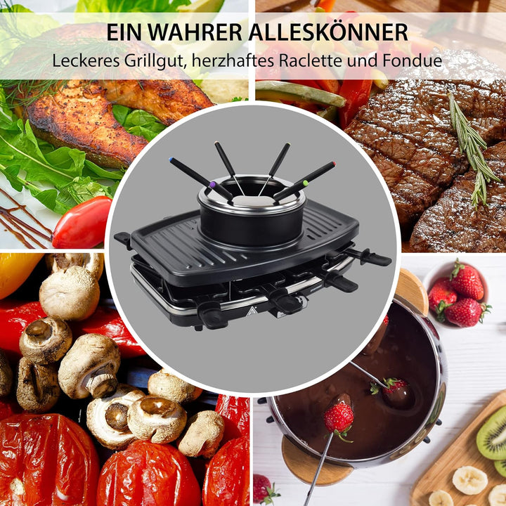 Syntrox Germany Freiburg 3 in 1 Raclette-Grill-Fondue-für 8 Personen