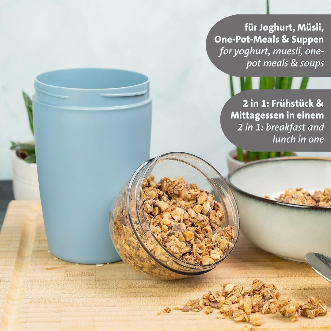 Westmark Müslibecher/Lunchpot Set – 2 auslaufsichere Fächer: 200 ml +500 ml, 2 Ersatzdichtungsringe,