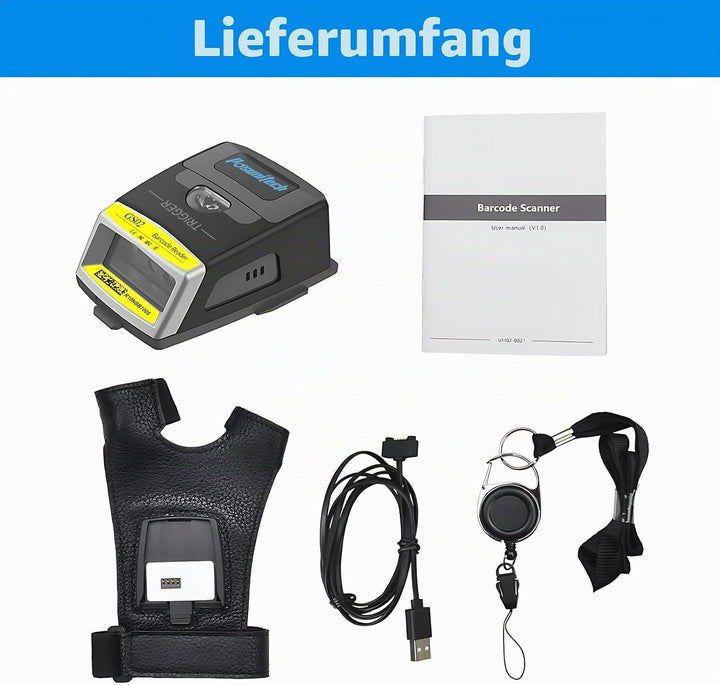 Handschuh-Barcode-Scanner 2D GS02 tragbarer Scannerleser IP65-Touch-Scanning NFC 2D-QR-Code-Scanner