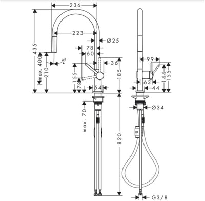 hansgrohe Küchenarmatur Talis M54 (Wasserhahn Küche, 360° schwenkbar, ausziehbarer Auslauf, hoher Ko