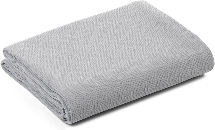 Caleffi - Tagesdecke, nicht gesteppt, 100 % Baumwolle, einfarbig, für Doppelbett, Grau Grigio