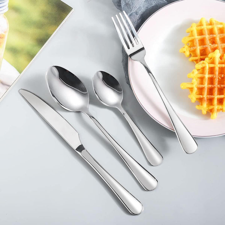 Besteck Set 6 Personen,24 Teilig Besteckset，Inkl Messer,Gabel LöFfel Und DessertlöFfel,Besteck Edels