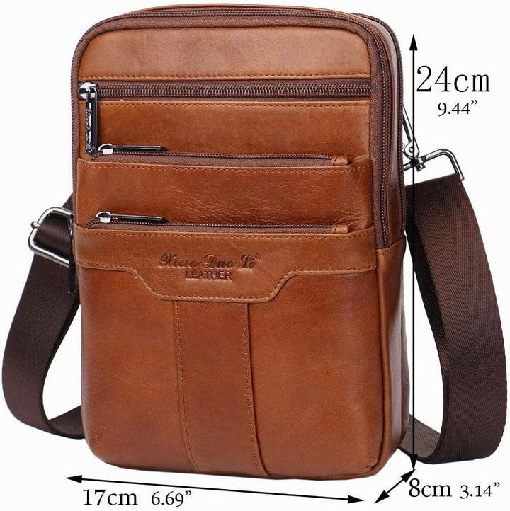 Umhängetasche aus Leder Schulter Crossbody Reisetasche für Herren Frauen 