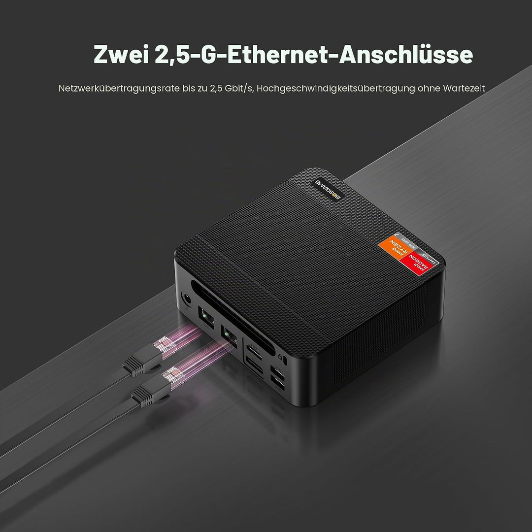 BOSGAME P4ultra Mini PC Ryzen 7 7730U (bis zu 4,5 GHz, 8C/16T) Mini-Computer, DDR4 16 GB RAM, 1 TB M
