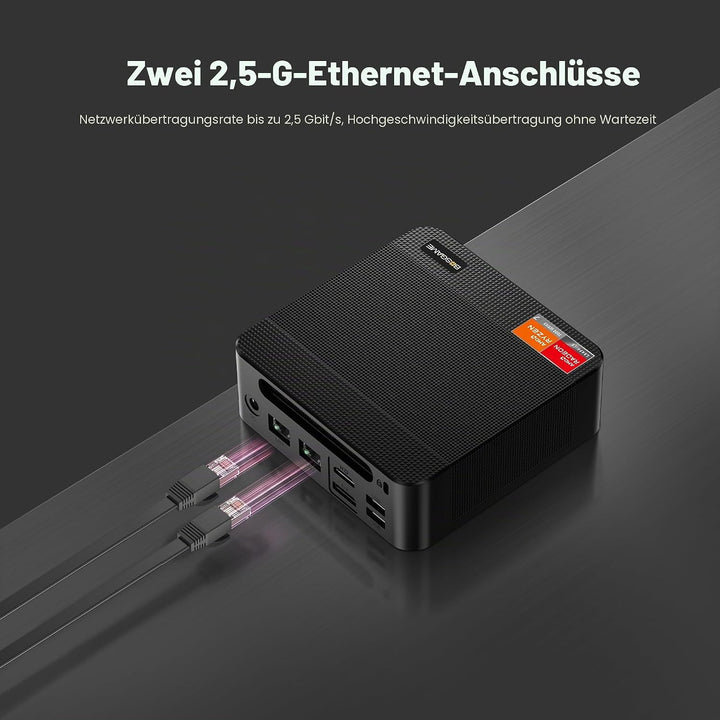 BOSGAME P4ultra Mini PC Ryzen 7 7730U (bis zu 4,5 GHz, 8C/16T) Mini-Computer, DDR4 16 GB RAM, 1 TB M