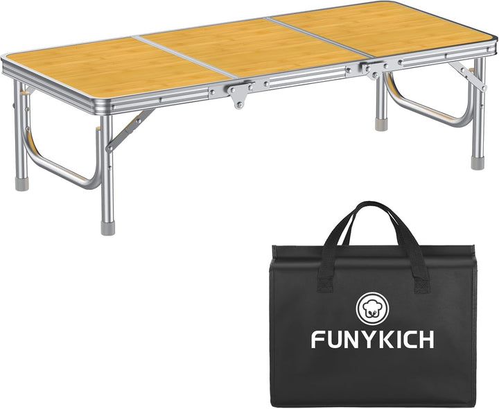 FUNYKICH 3ft Klappbarer Campingtisch 87x40x26cm, Kleiner Faltbarer Klapptisch mit Tragetasche, Alumi