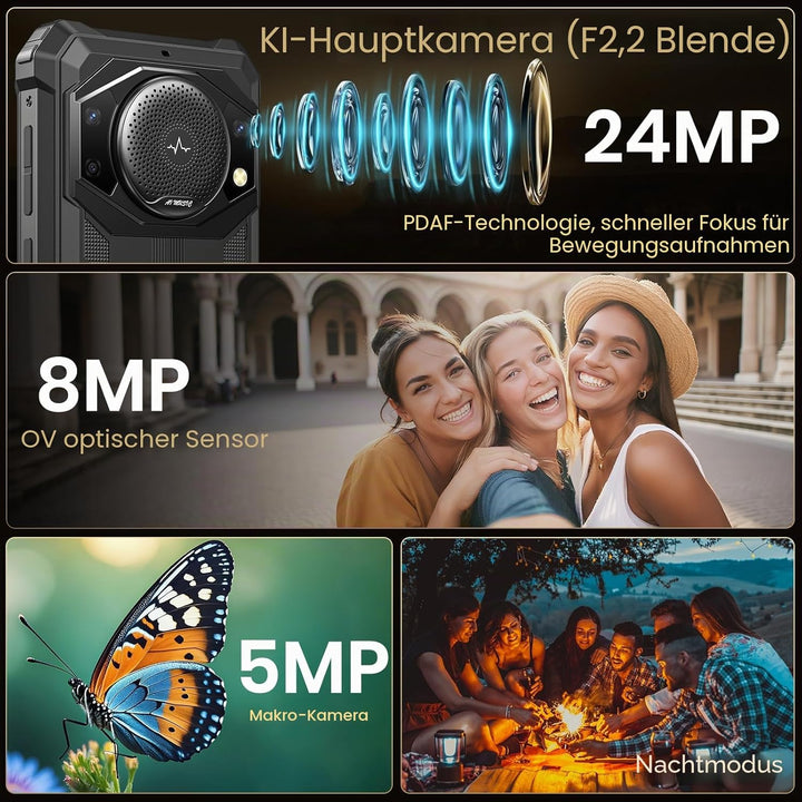 FOSSiBOT F101P 10600mAh Outdoor Smartphone ohne Vertrag,123-dB Lautsprecher Outdoor Handy, 7 GB+64 G