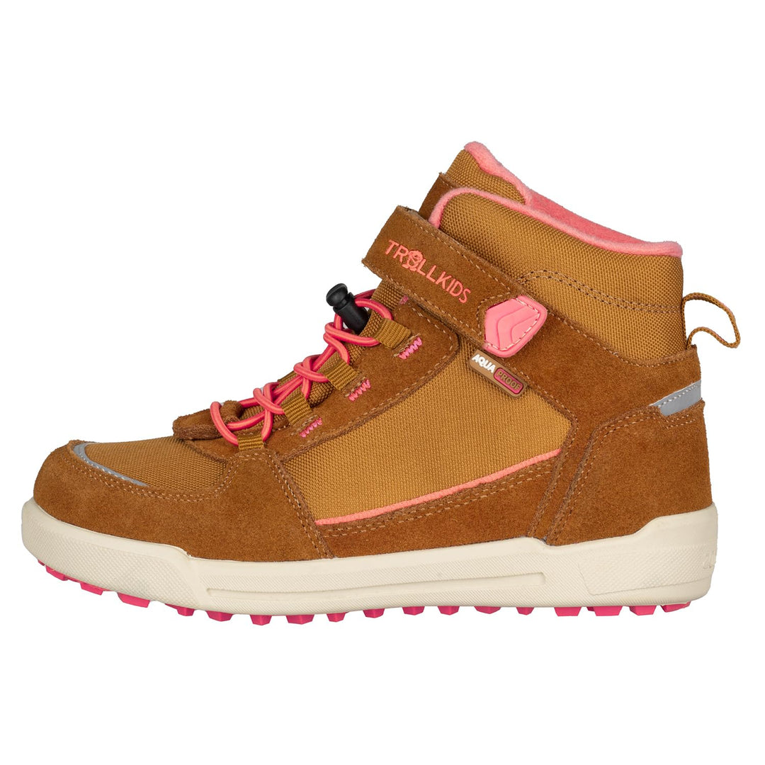 Trollkids wasserdichte knöchelhohe Kinder Schuhe mit echtem Leder GRYLLEFJORD 29 EU Caramel Salmon,