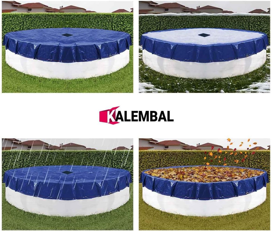 Pool Abdeckplane - rund - Ablaufnetz - blau - robust - UV-geschützt - Ösen (4,2 m), 4,2 m
