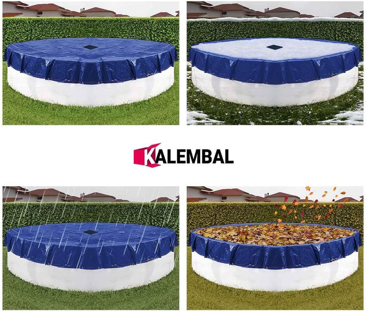 Pool Abdeckplane - rund - Ablaufnetz - blau - robust - UV-geschützt - Ösen (4,2 m), 4,2 m