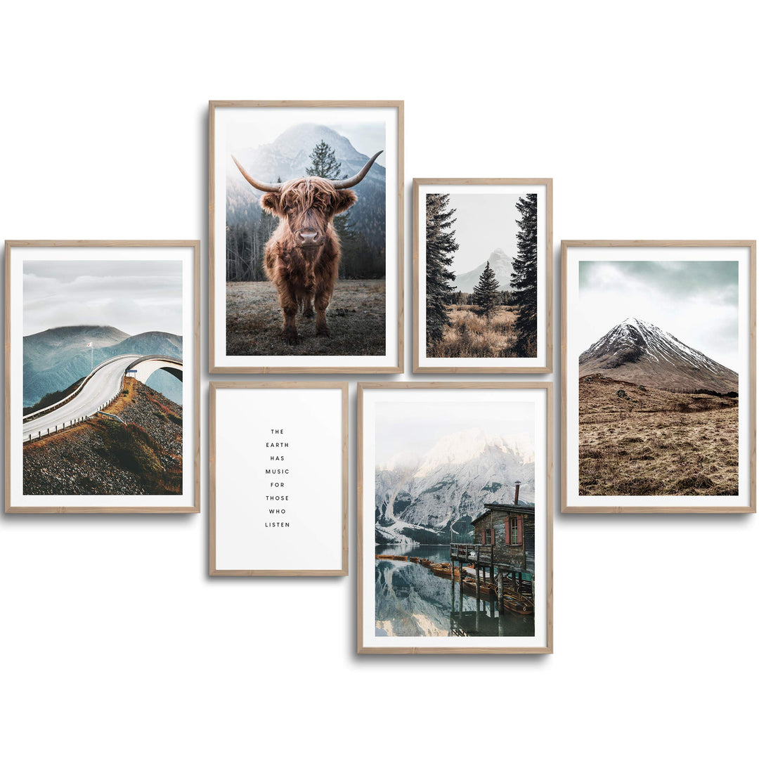 MONOKO® Wohnzimmer Poster Set - Premium Bilder Set für Schlafzimmer - Stilvolle Wandbilder - 6er Set
