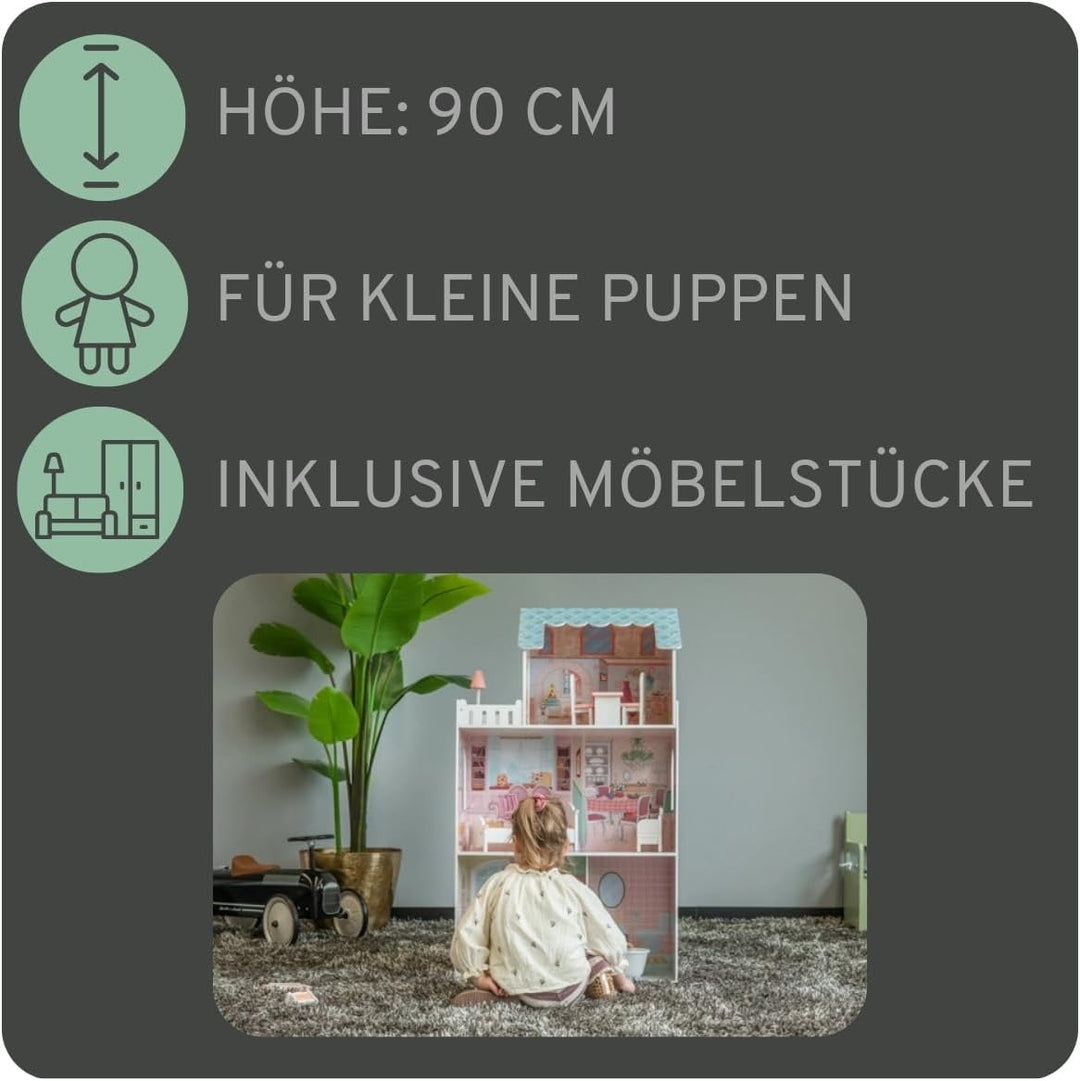 Bandits & Angels Puppenhaus aus Holz, rosa/Blaue Angels City House ab 3 Jahren, 106 cm hoch – inklus