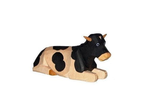 Ochse liegend schwarz Krippenfigur mit Baumwollbeutel
