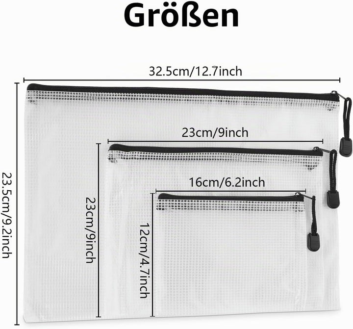 JMIATRY 30 Stück Dokumententasche mit Reissverschluss A4+A5+A6, Beutel mit Reissverschluss, Wasserdi