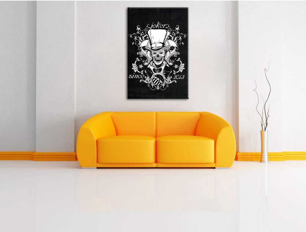 Dark Joker black Leinwandbild Bild auf Leinwand, XXL riesige Bilder fertig gerahmt mit Keilrahmen, K