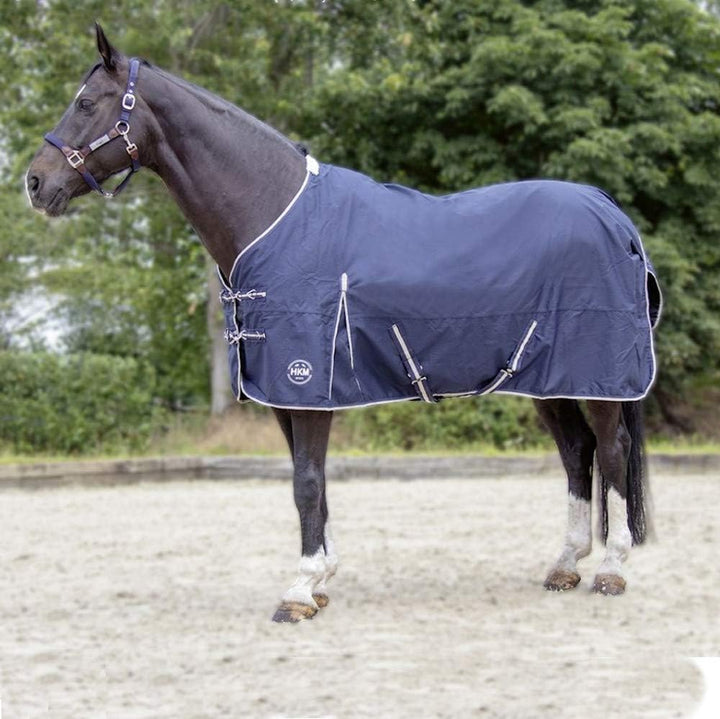 HKM 72856900.0027 Weidedecke EcoLight Summer Rain, dunkelblau Rückenlänge 135 cm DUNKELBLAU, Rückenl