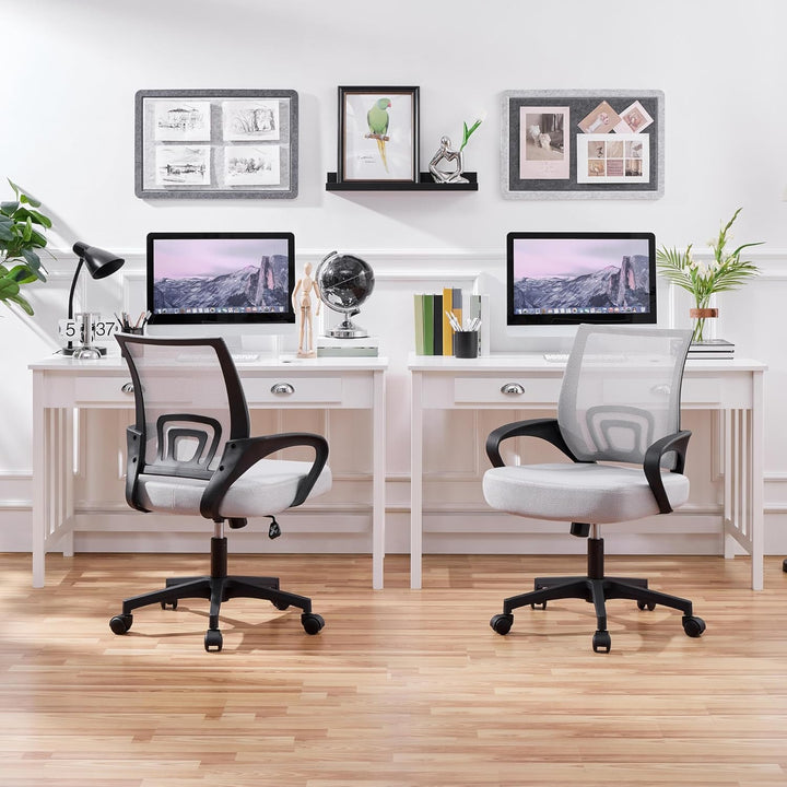 Yaheetech Bürostuhl, Ergonomischer Schreibtischstuhl mit Netzbespannung und Armlehnen, Drehstuhl aus