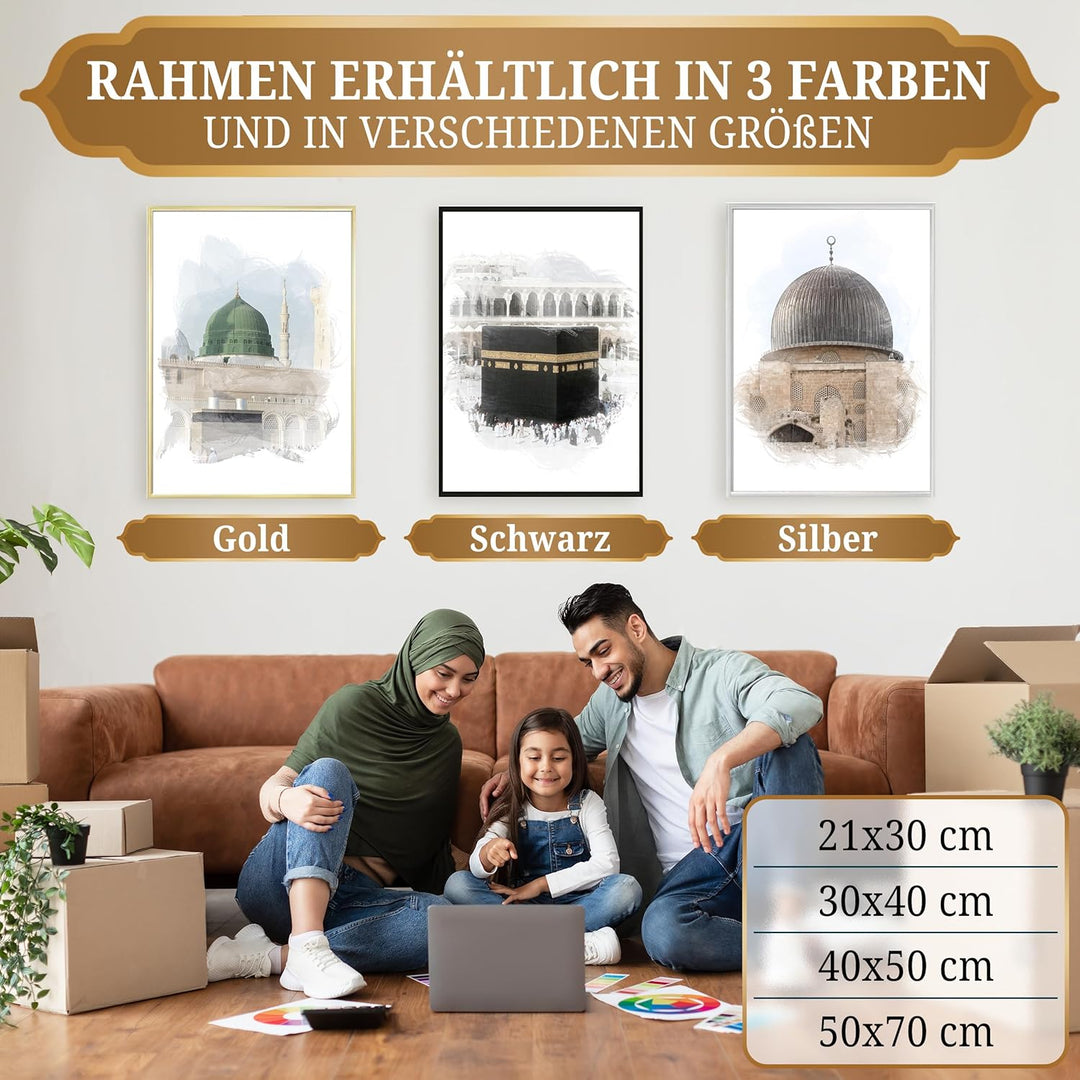 HAVA Artwork Holy Mosques Poster Set, Islamische Poster, Islamische Bilder, Islamische Dekoration, I