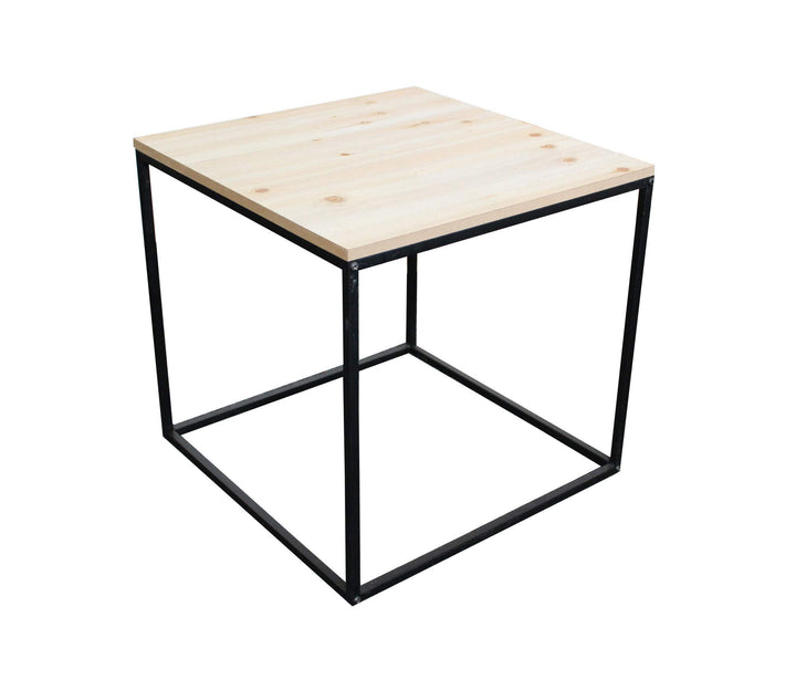 Spetebo Metall Beistelltisch mit Holz Tischplatte - 45x45x42 cm - Couchtisch Sofatisch Tisch ca. 45