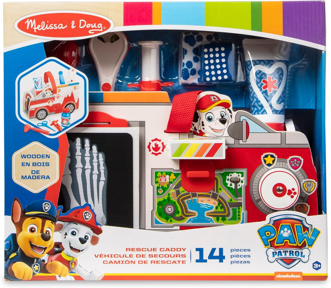 Melissa & Doug PAW Patrol Marshalls Arztset aus Holz, PAW Patrol Rettungswagen mit Erste-Hilfe-Kaste