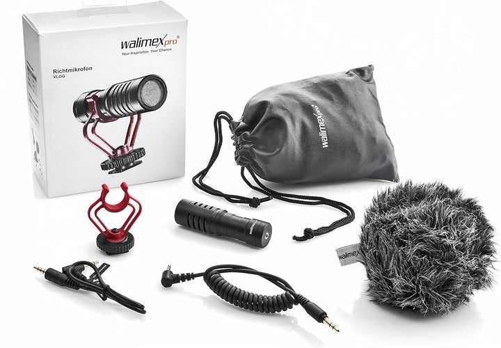 Walimex pro VLOG – Videomikrofon, Richtmikro, Shotgun Mikro für DSLR und spiegellose Kameras, Smartp