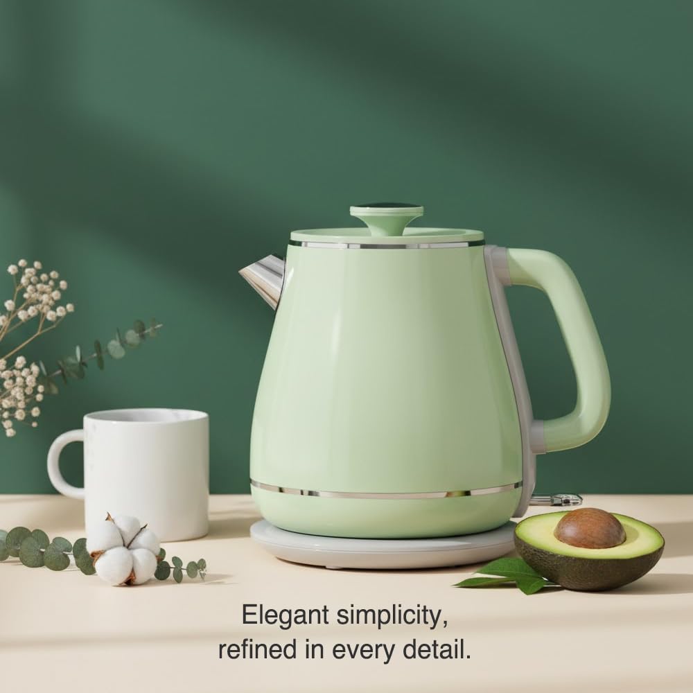 MULIN wasserkocher retro, Elektrischer Wasserkocher mit 360° Basis, 1,8 L Kapazität, 2200 W, Schnell