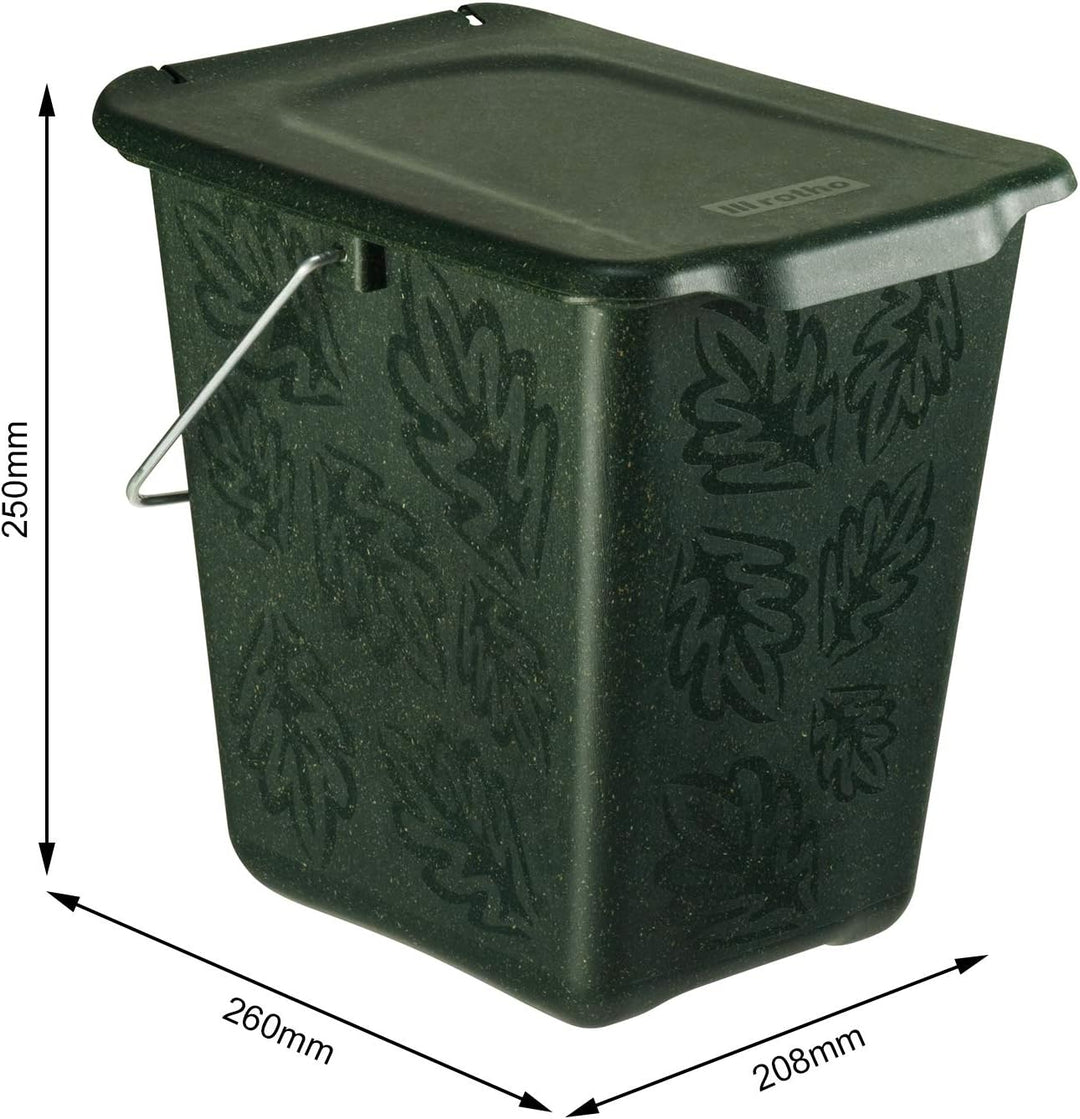Rotho Greenline Komposteimer 7l mit Deckel und Henkel für die Küche, Kunststoff (PP recycelt) BPA-fr